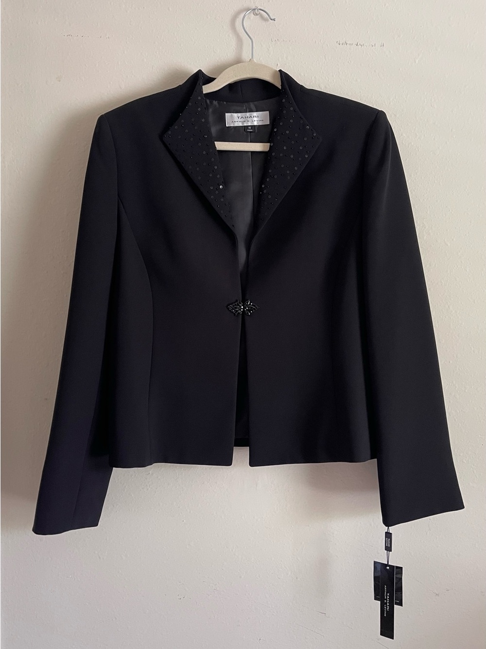 Tahari Black Women's Beaded-Collar Blazer